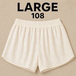 NWT Size Large No Boundaries Mid Rise Ivory Floral Lace Shorts or Coverup